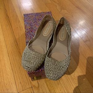 Melissa Women’s Campana Glitter Ballet Flats Sz 7